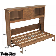 Bellemave® Wood Murphy Bed Frame with Charging Station and Storage Cabinets - Bellemave