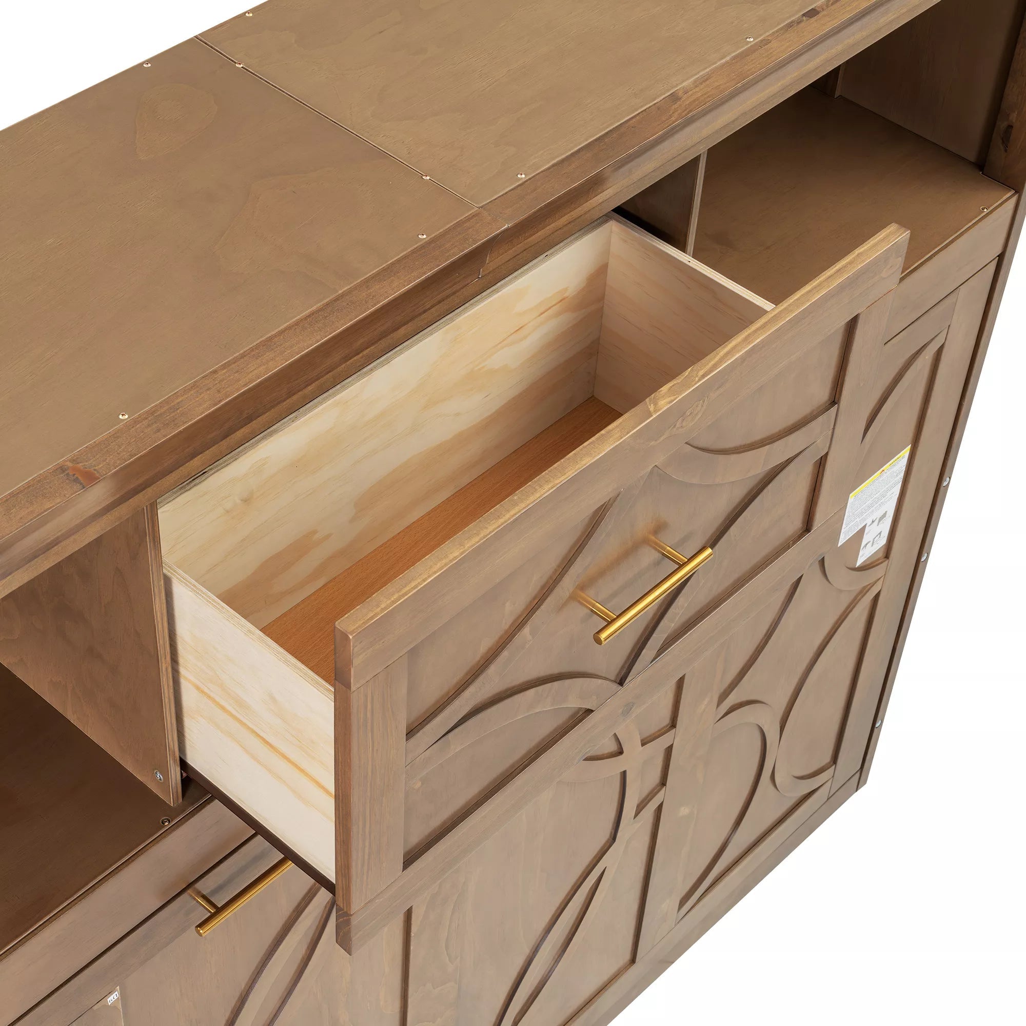 Bellemave® Wood Murphy Bed Frame with Charging Station and Storage Cabinets - Bellemave
