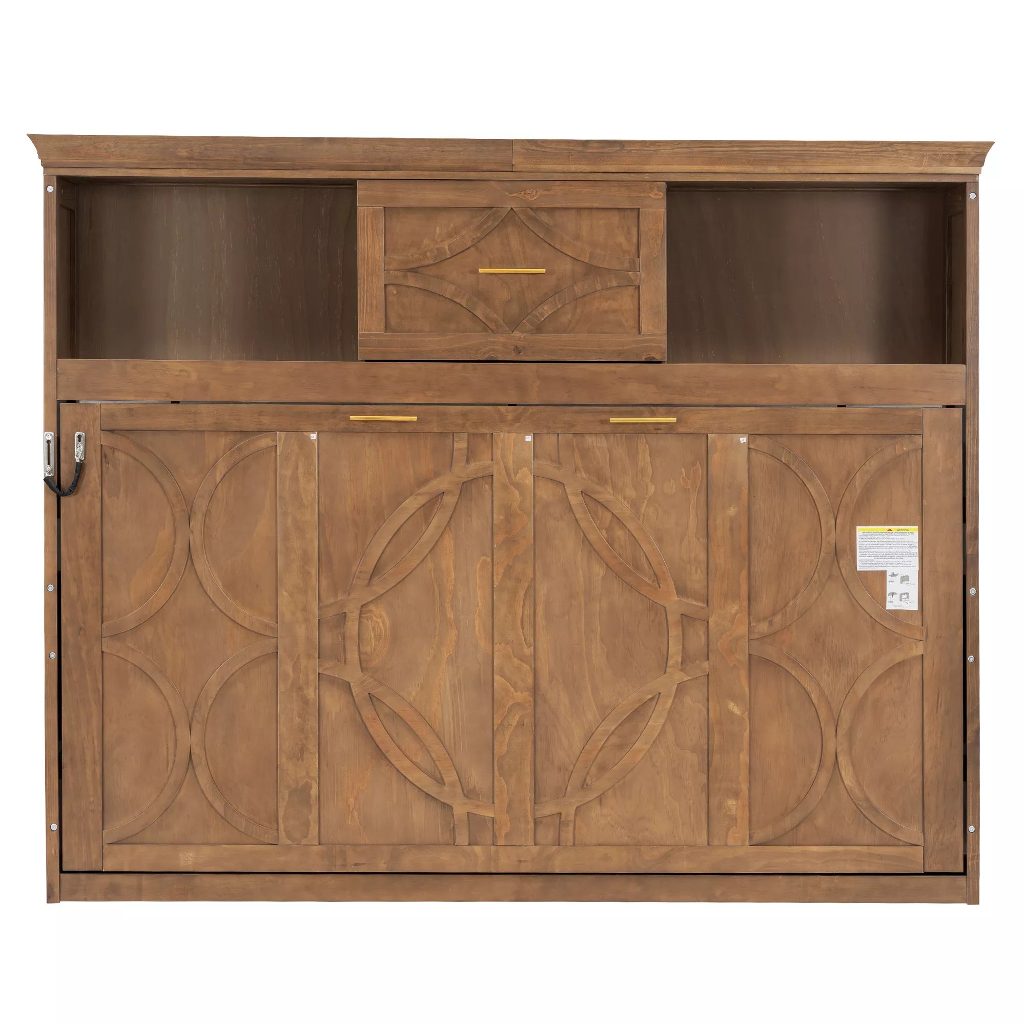 Bellemave® Wood Murphy Bed Frame with Charging Station and Storage Cabinets - Bellemave