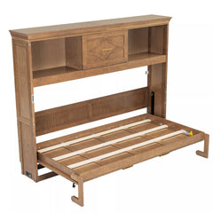 Bellemave® Wood Murphy Bed Frame with Charging Station and Storage Cabinets - Bellemave