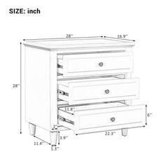 Bellemave® Wood Nightstand with 3 Storage Drawers - Bellemave