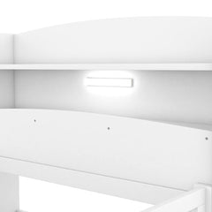 Bellemave® Wood Platform Bed with Built - in LED Light, Storage Headboard and Guardrail - Bellemave