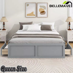 Bellemave® Wood Queen Size Platform Bed Frame with 6 Drawers, Storage Bed Frame Without Headboard for Kids, Teens & Adults - Bellemave