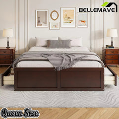 Bellemave® Wood Queen Size Platform Bed Frame with 6 Drawers, Storage Bed Frame Without Headboard for Kids, Teens & Adults - Bellemave