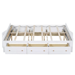 Bellemave® Wood Queen Size Platform Bed Frame with 6 Drawers, Storage Bed Frame Without Headboard for Kids, Teens & Adults - Bellemave