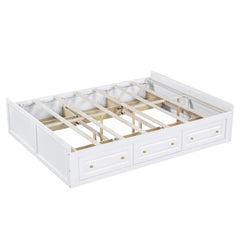 Bellemave® Wood Queen Size Platform Bed Frame with 6 Drawers, Storage Bed Frame Without Headboard for Kids, Teens & Adults - Bellemave