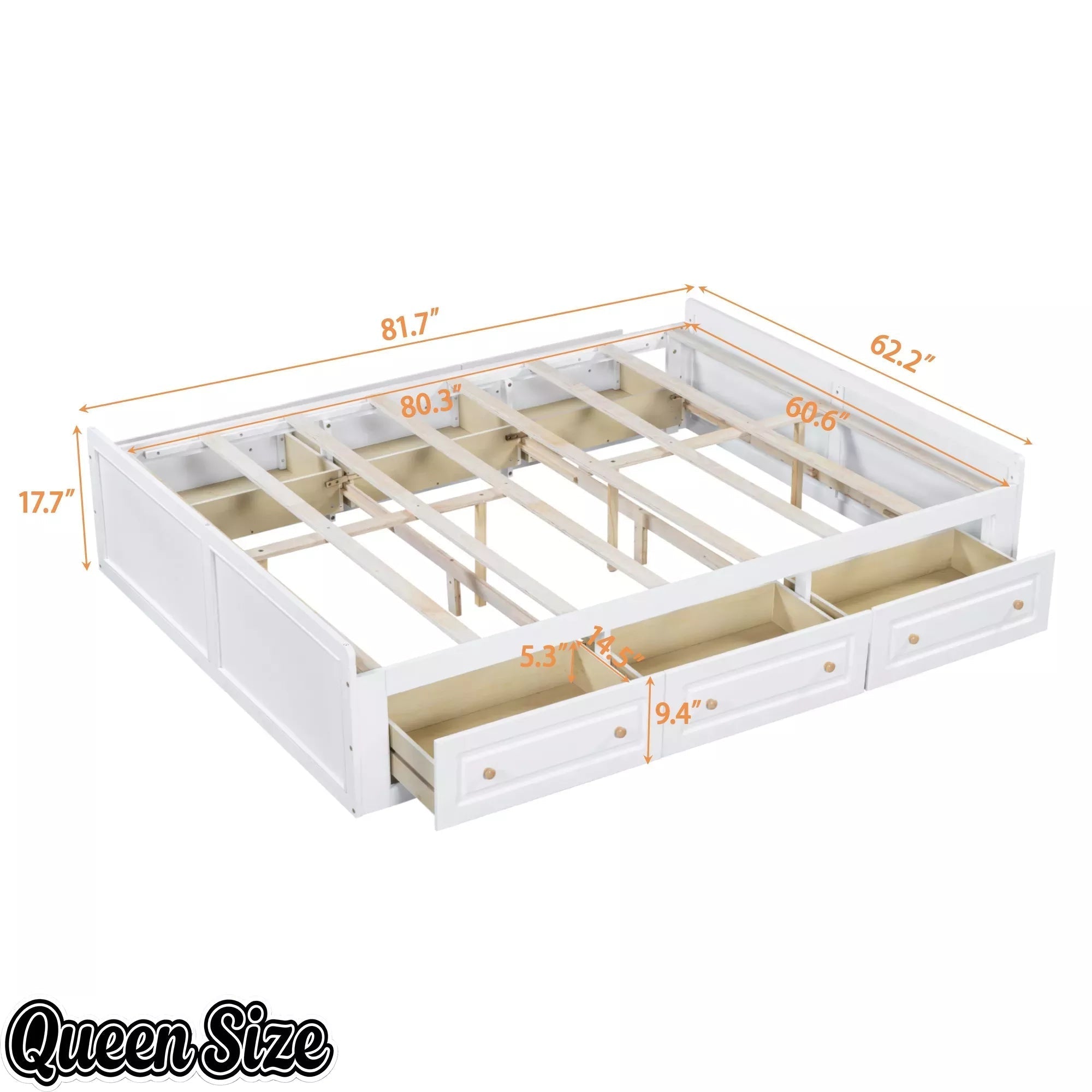 Bellemave® Wood Queen Size Platform Bed Frame with 6 Drawers, Storage Bed Frame Without Headboard for Kids, Teens & Adults - Bellemave