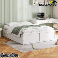 Bellemave® Wood Queen Size Platform Bed Frame with 6 Drawers, Storage Bed Frame Without Headboard for Kids, Teens & Adults - Bellemave