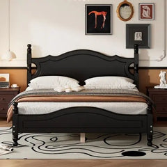 Bellemave® Wood Retro Style Platform Bed with Wooden Slat Support - Bellemave