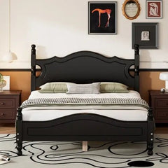 Bellemave® Wood Retro Style Platform Bed with Wooden Slat Support - Bellemave
