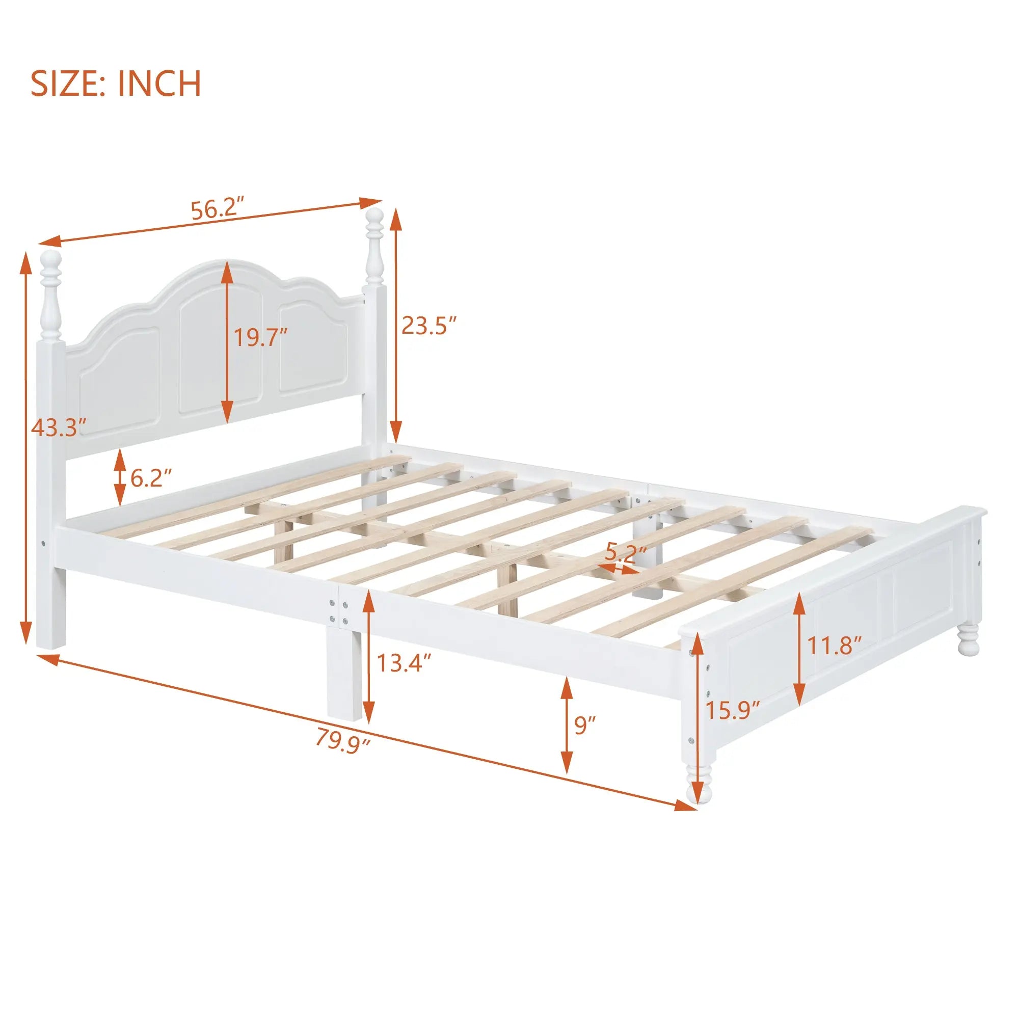 Bellemave® Wood Retro Style Platform Bed with Wooden Slat Support - Bellemave