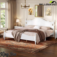 Bellemave® Wood Retro Style Platform Bed with Wooden Slat Support - Bellemave