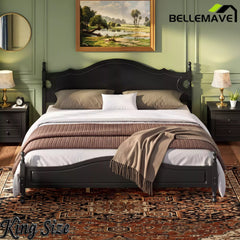 Bellemave® Wood Retro Style Platform Bed with Wooden Slat Support - Bellemave