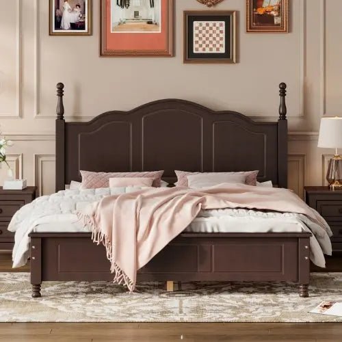 Bellemave® Wood Retro Style Platform Bed with Wooden Slat Support - Bellemave