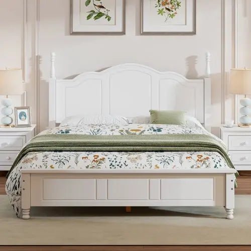 Bellemave® Wood Retro Style Platform Bed with Wooden Slat Support - Bellemave