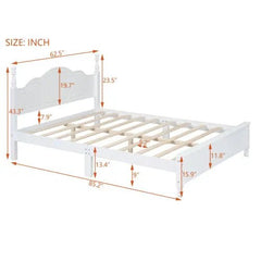 Bellemave® Wood Retro Style Platform Bed with Wooden Slat Support - Bellemave