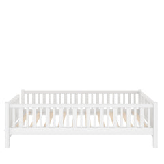 Bellemave® Wood Twin Size Platform Bed with Guardrail, Kids Bed Frame with Stairs - Bellemave