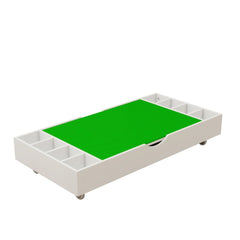 Bellemave® Wooden 2 in 1 Construction Rollaway Kids Activity Table with Storage, Wheels & Block Board, White - Bellemave