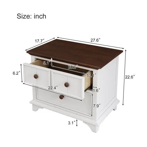 Bellemave® Wooden Captain Two - Drawer Nightstand Kids Night Stand End Side Table - Bellemave