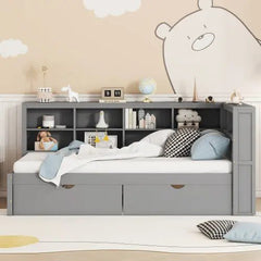 Bellemave® Wooden DayBed with 2 Drawers,Storage Shelf and USB Charging Ports - Bellemave