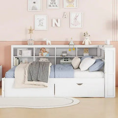 Bellemave® Wooden DayBed with 2 Drawers,Storage Shelf and USB Charging Ports - Bellemave