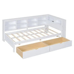 Bellemave® Wooden DayBed with 2 Drawers,Storage Shelf and USB Charging Ports - Bellemave