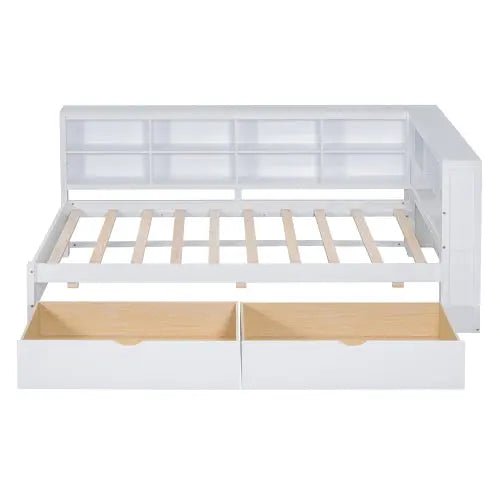 Bellemave® Wooden DayBed with 2 Drawers,Storage Shelf and USB Charging Ports - Bellemave