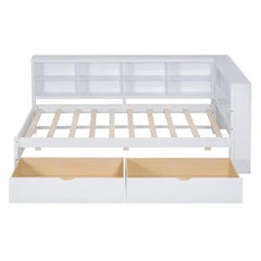 Bellemave® Wooden DayBed with 2 Drawers,Storage Shelf and USB Charging Ports - Bellemave