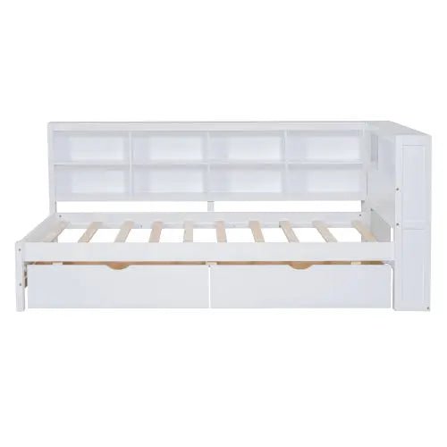Bellemave® Wooden DayBed with 2 Drawers,Storage Shelf and USB Charging Ports - Bellemave