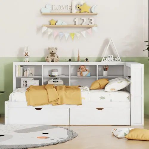 Bellemave® Wooden DayBed with 2 Drawers,Storage Shelf and USB Charging Ports - Bellemave