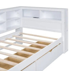 Bellemave® Wooden DayBed with 2 Drawers,Storage Shelf and USB Charging Ports - Bellemave