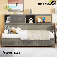 Bellemave® Wooden Daybed with 3 Storage Drawers, Sockets and USB Ports - Bellemave