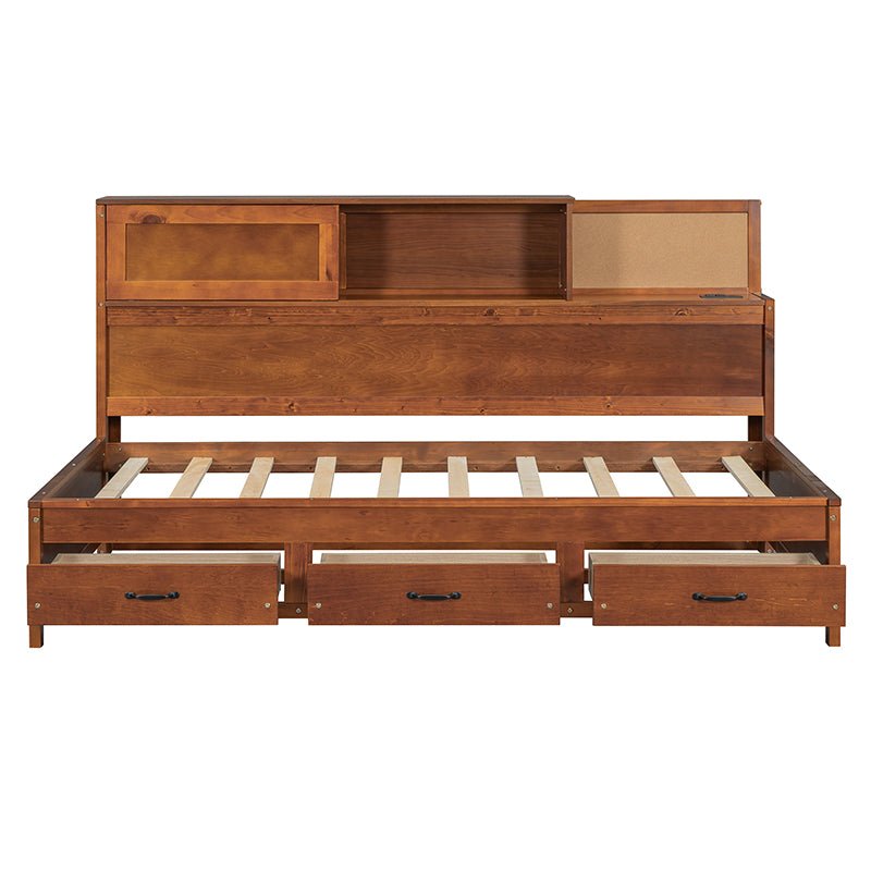 Bellemave® Wooden Daybed with 3 Storage Drawers, Sockets and USB Ports - Bellemave