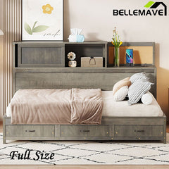Bellemave® Wooden Daybed with 3 Storage Drawers, Sockets and USB Ports - Bellemave