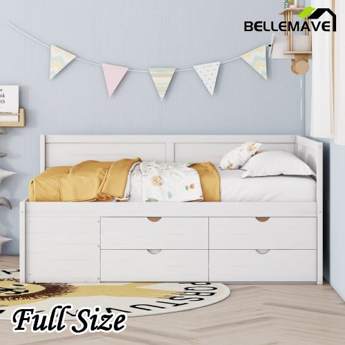 Bellemave® Wooden Daybed with Drawers and Shelves - Bellemave