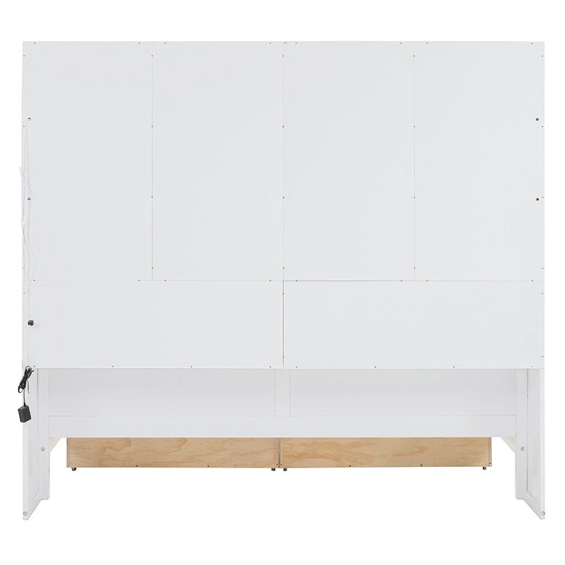 Bellemave® Wooden Daybed with Glass - Door Storage Cabinets, Built - in LED Lighting and Shelves - Bellemave