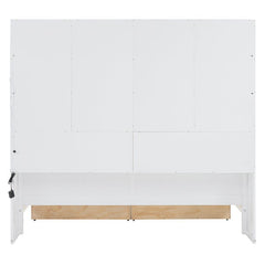 Bellemave® Wooden Daybed with Glass - Door Storage Cabinets, Built - in LED Lighting and Shelves - Bellemave