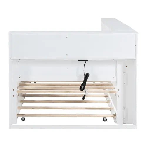 Bellemave® Wooden DayBed with Trundle,Storage Shelf and USB Charging Ports - Bellemave