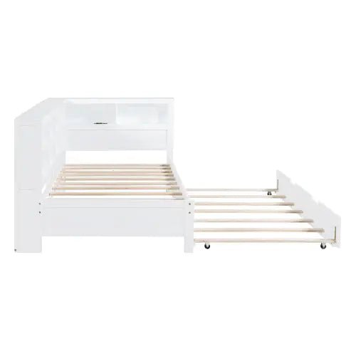 Bellemave® Wooden DayBed with Trundle,Storage Shelf and USB Charging Ports - Bellemave