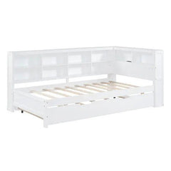 Bellemave® Wooden DayBed with Trundle,Storage Shelf and USB Charging Ports - Bellemave