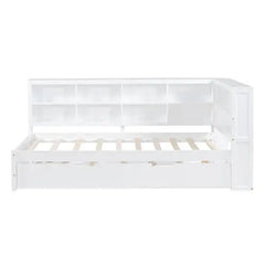 Bellemave® Wooden DayBed with Trundle,Storage Shelf and USB Charging Ports - Bellemave
