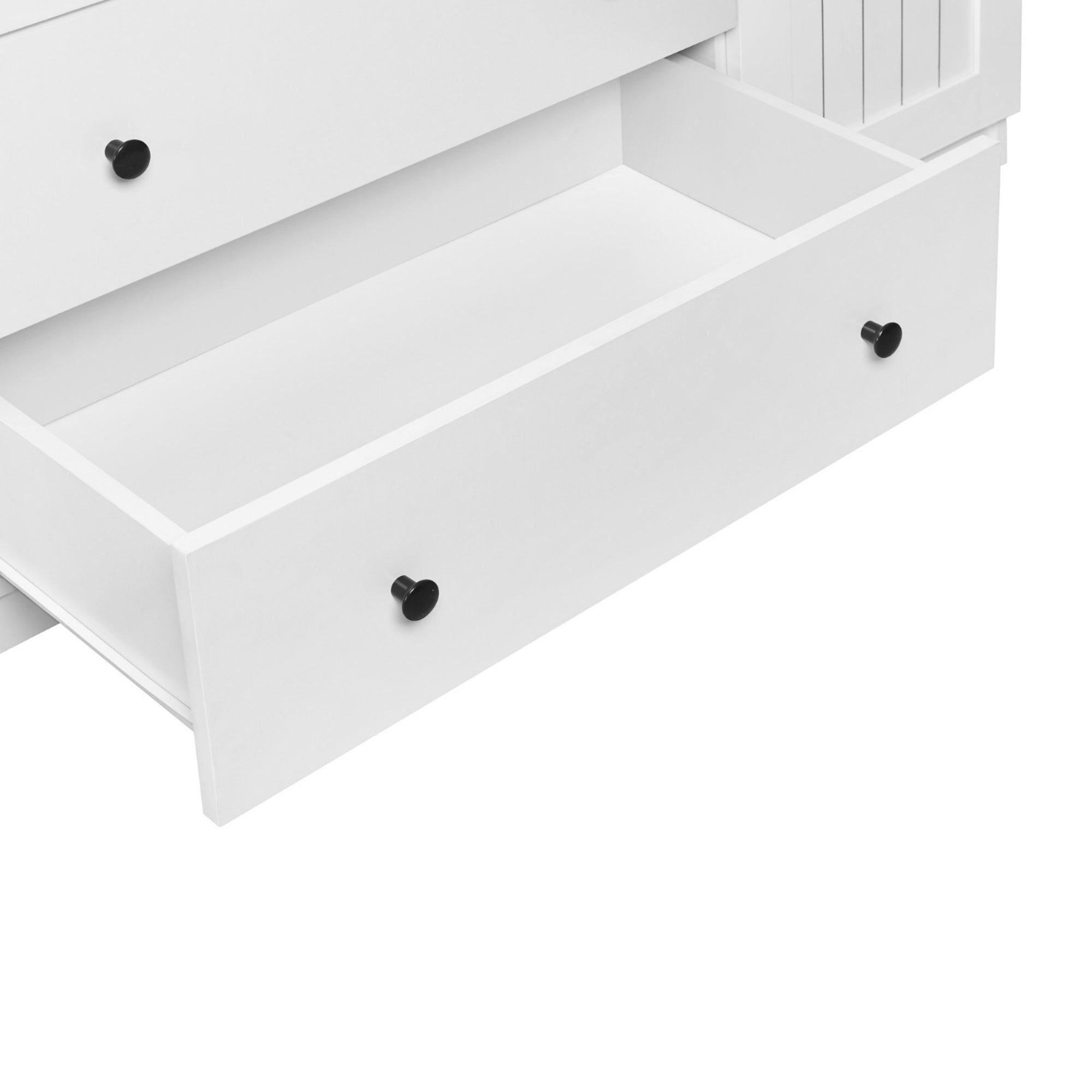 Bellemave® Wooden Freestanding Wardrobe Cabinet with 2 Hanging Rods, 2 Drawers & Shelves for Bedroom, Guestroom - Bellemave
