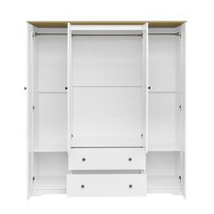 Bellemave® Wooden Freestanding Wardrobe Cabinet with 2 Hanging Rods, 2 Drawers & Shelves for Bedroom, Guestroom - Bellemave