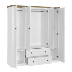 Bellemave® Wooden Freestanding Wardrobe Cabinet with 2 Hanging Rods, 2 Drawers & Shelves for Bedroom, Guestroom - Bellemave