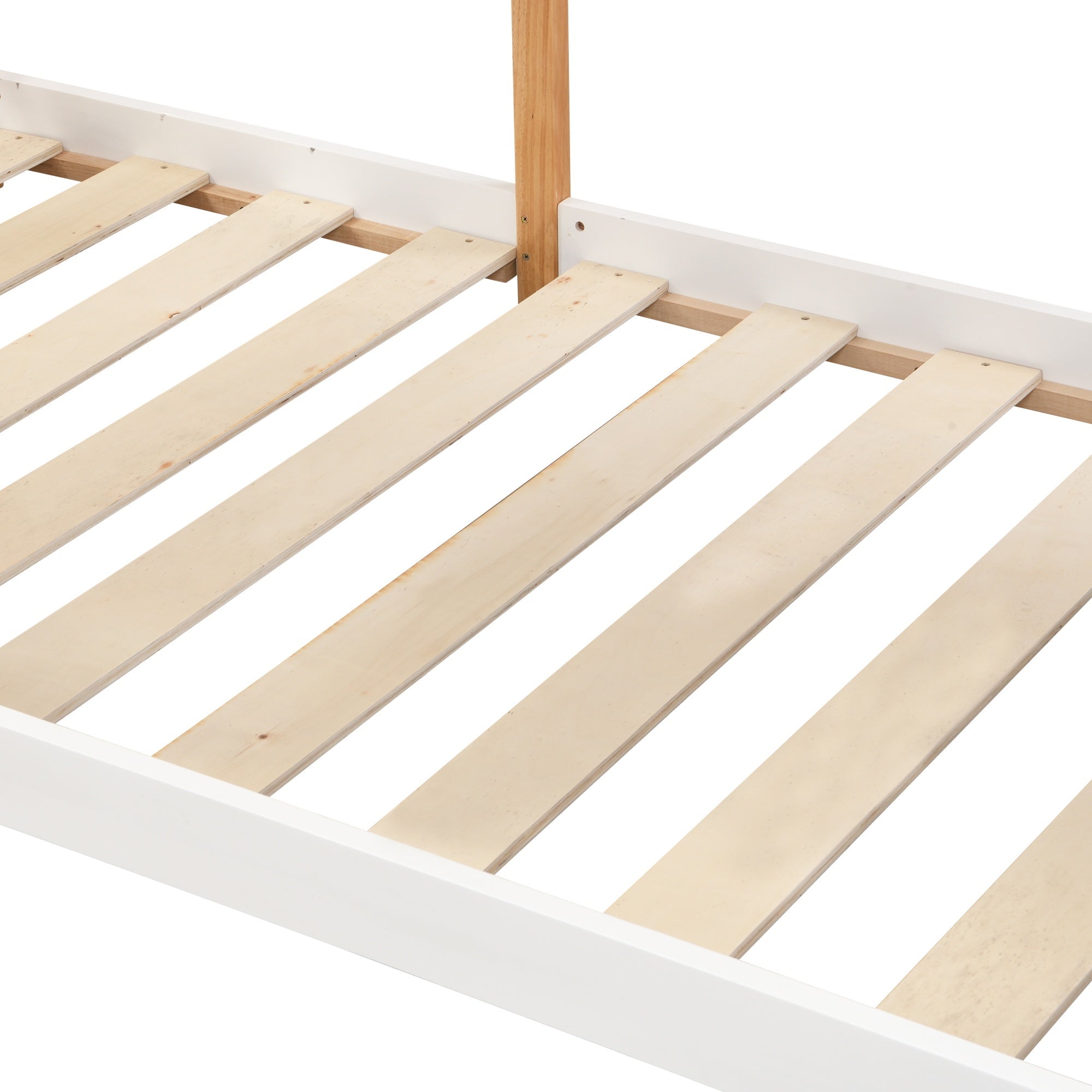 Bellemave® Wooden House Bed Frame with Roof/Window, House Bunk Bed with Storage Stairs - Bellemave