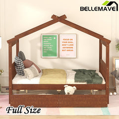 Bellemave® Wooden House Bed with 2 Drawers - Bellemave