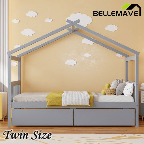 Bellemave® Wooden House Bed with 2 Drawers - Bellemave