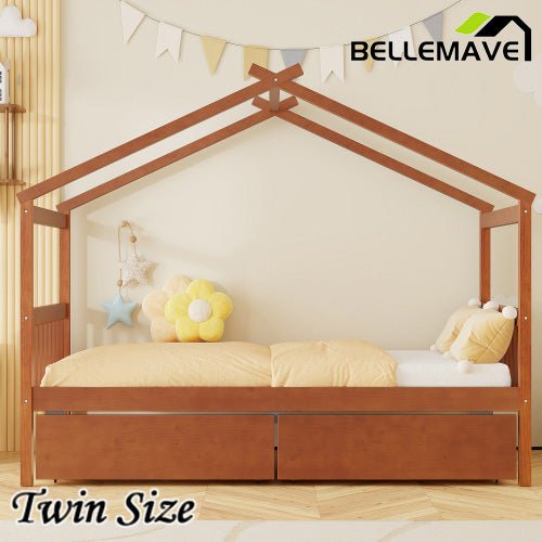 Bellemave® Wooden House Bed with 2 Drawers - Bellemave