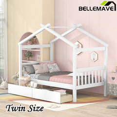 Bellemave® Wooden House Bed with 2 Drawers - Bellemave