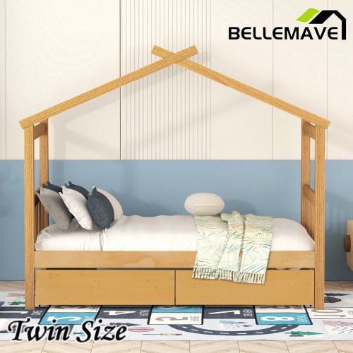 Bellemave® Wooden House Bed with 2 Drawers - Bellemave